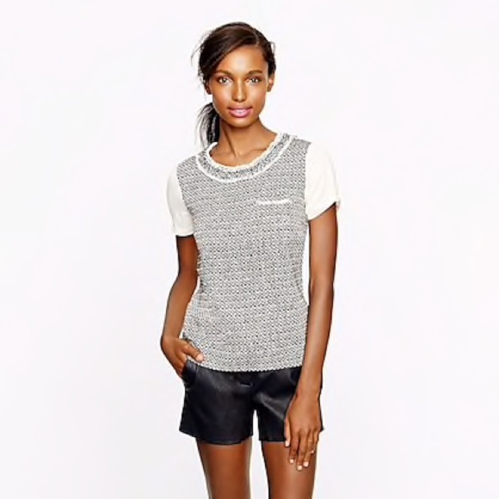 J Crew black and cream tweed front tee. Size XS.